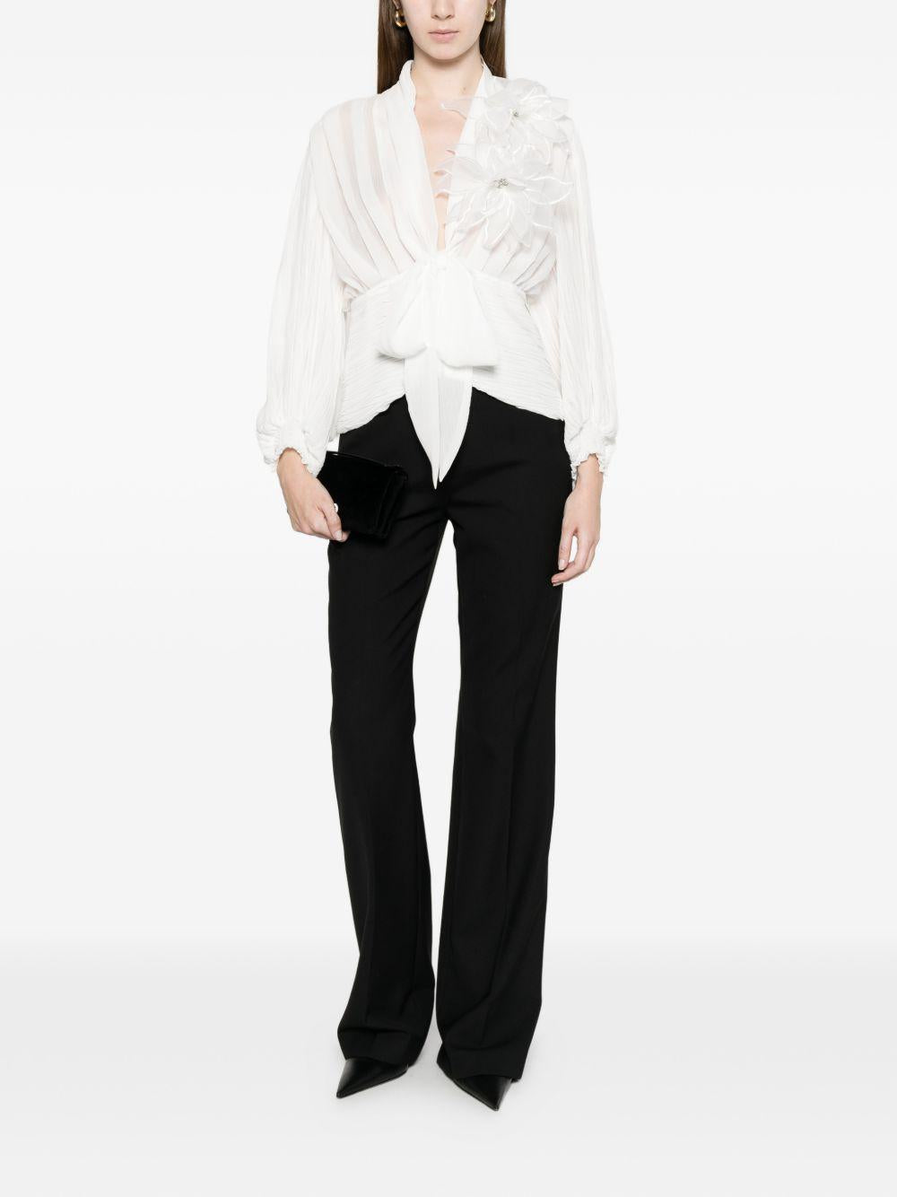 Blusa in poliammide scollo a V WS00358 BIANCO BABYLON COLLECTION 