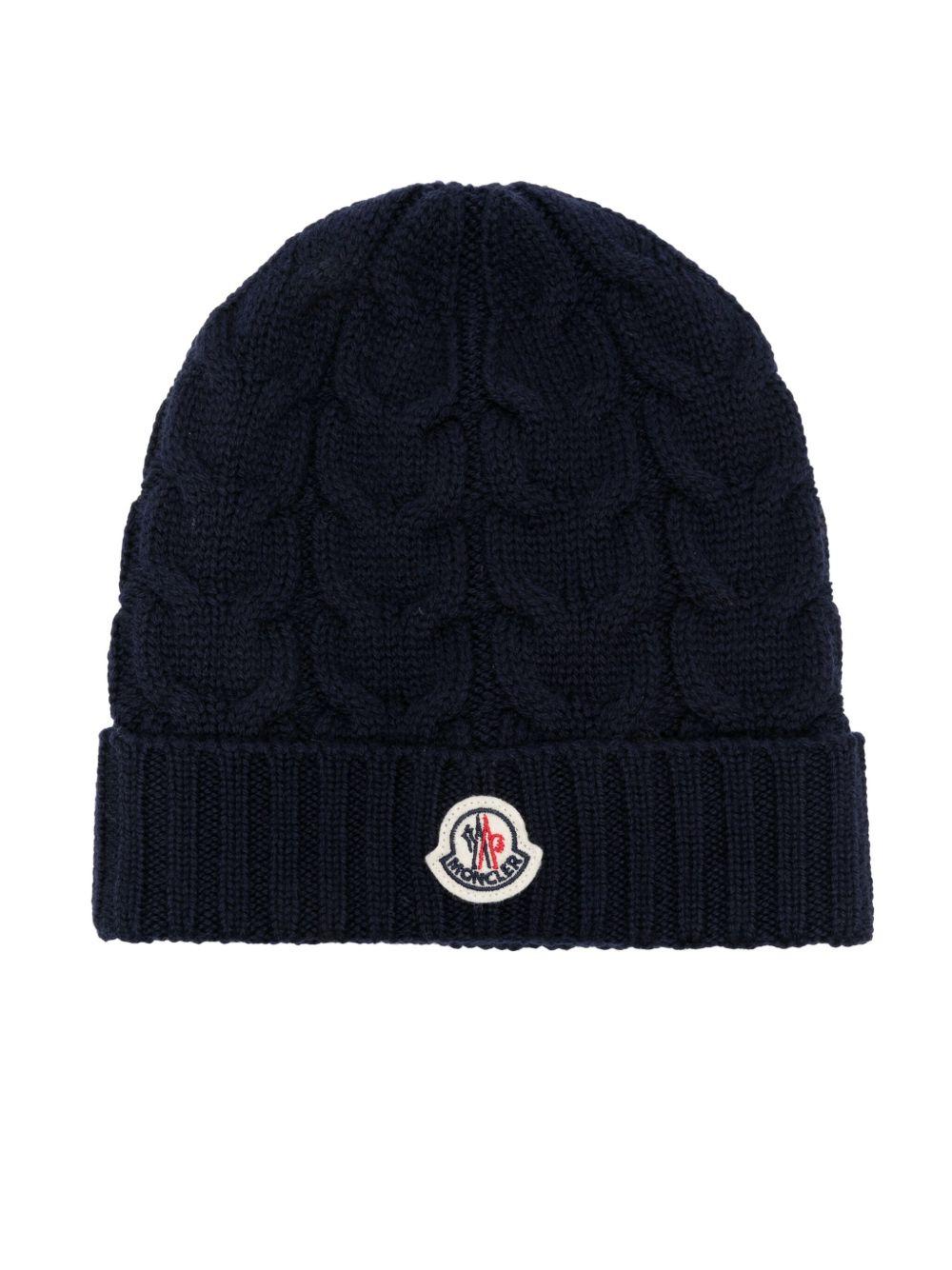 Berretto Merino Blu Notte a Treccia K29543B0002504S02 778 MONCLER KIDS 
