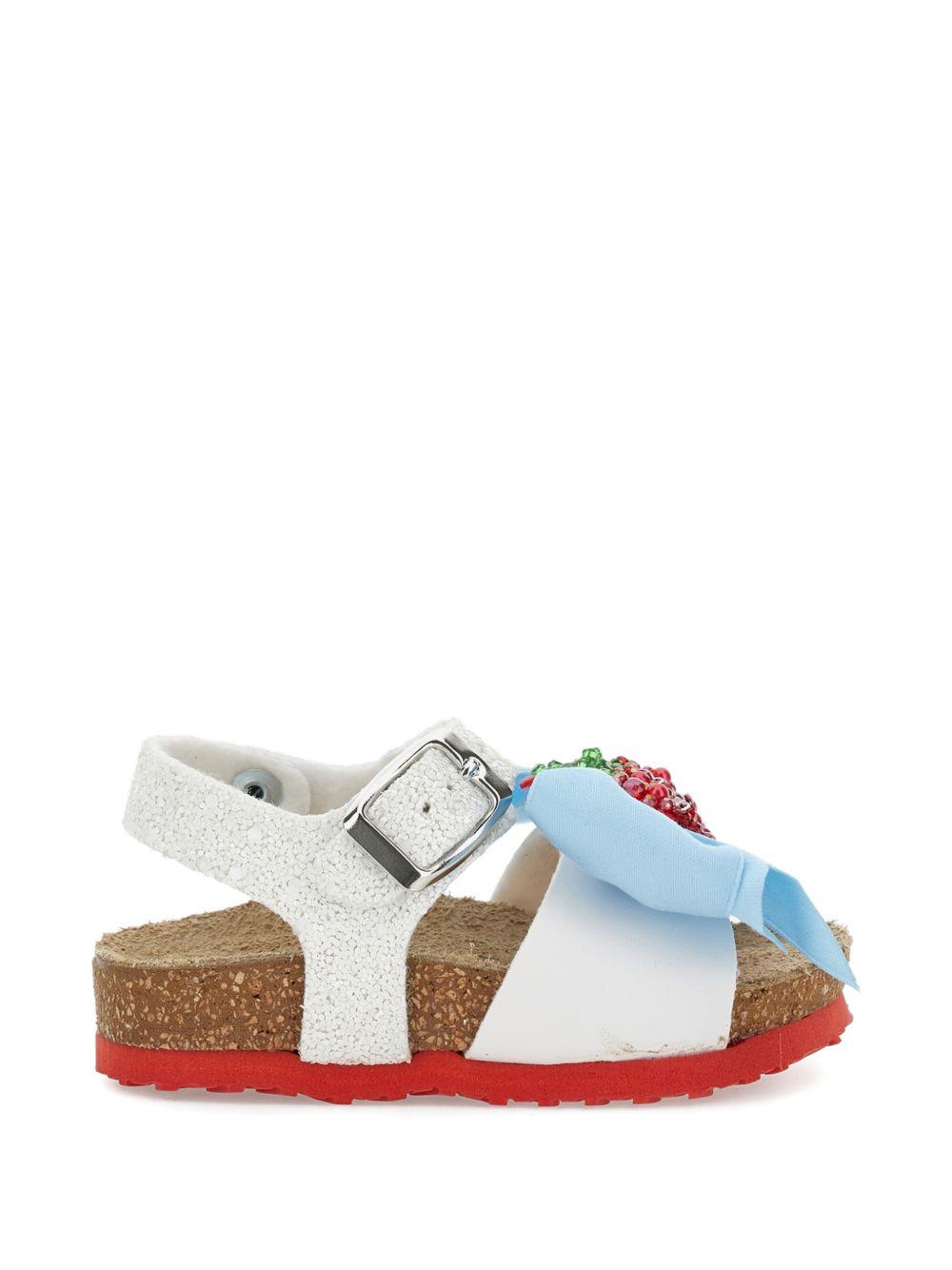 Sandali in pelle scamosciata con fragole 83G0077708 9944 MONNALISA KIDS 