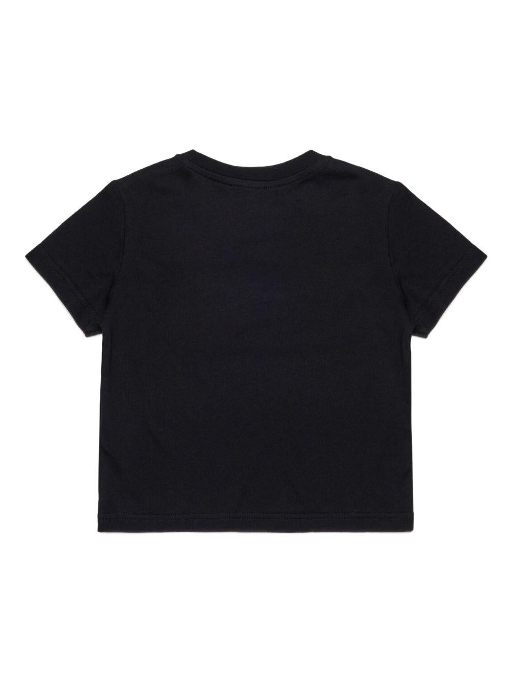 T-shirt Nera con Paillettes J02371KYAUN K900 DIESEL KIDS 