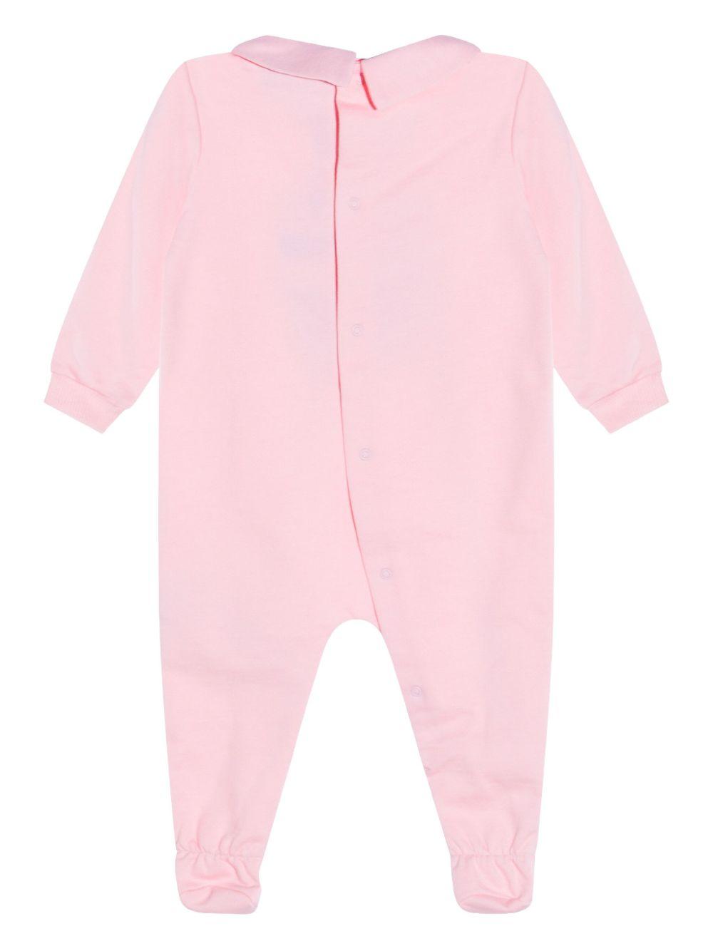 Tutina rosa con stampa orsetto e colletto Peter Pan MMY08BLCA40 50209 MOSCHINO KIDS 
