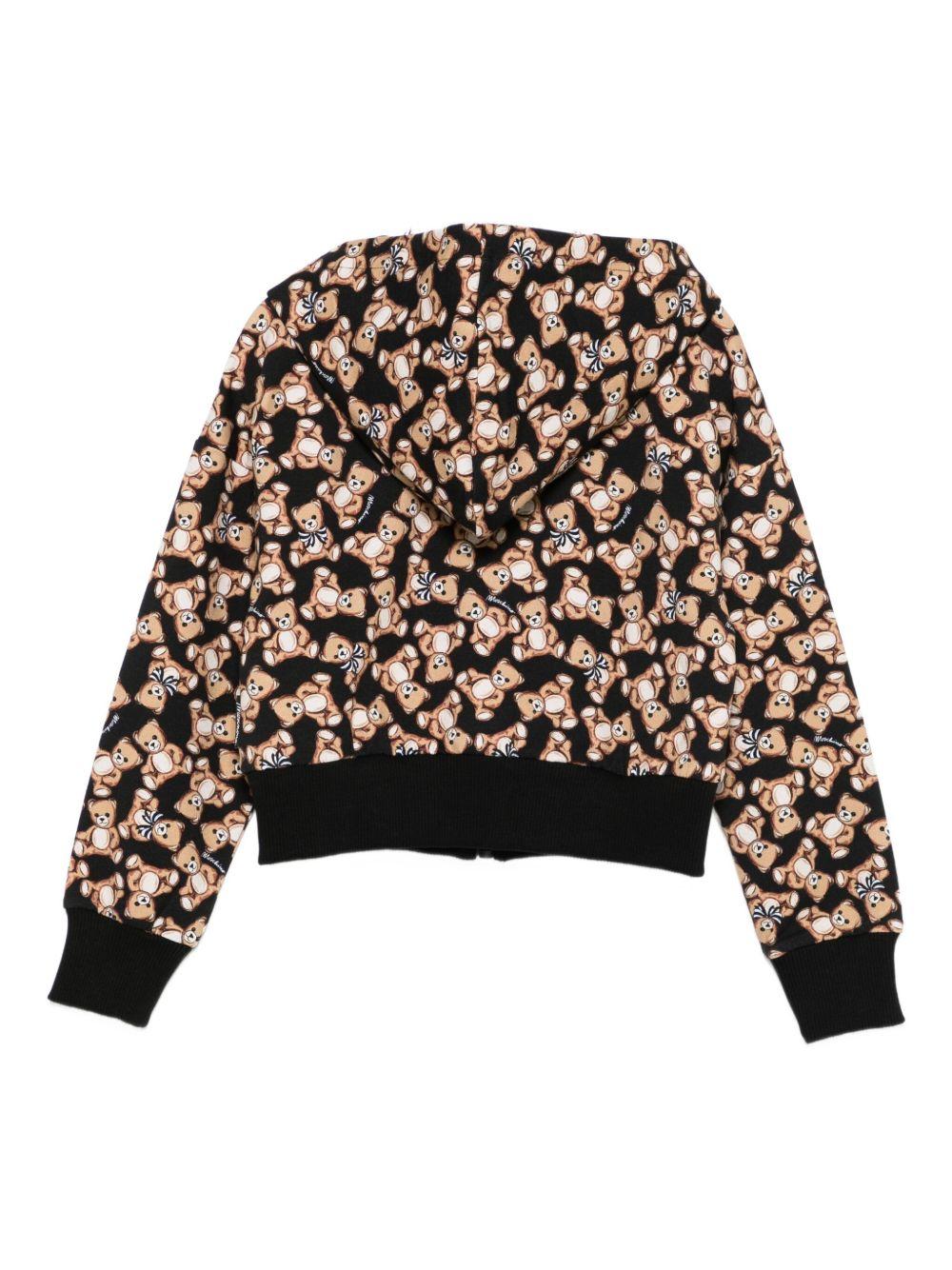 Felpa Nera con Cappuccio e Stampa Orsetto HDF06FLDB6C 84923 MOSCHINO KIDS 