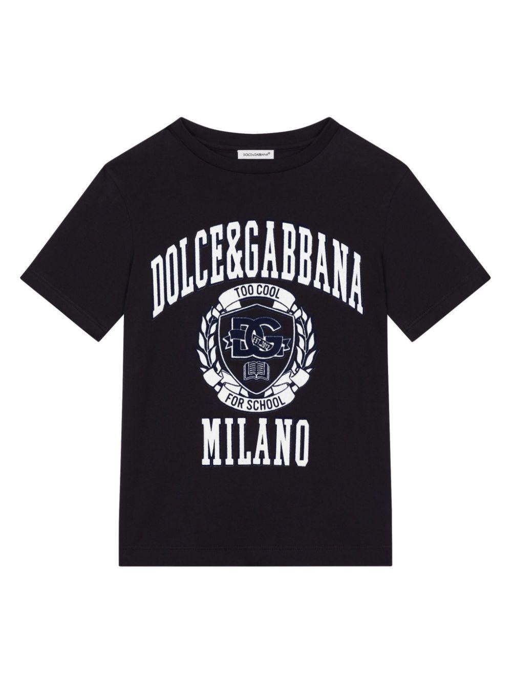 T-shirt blu logo stampa