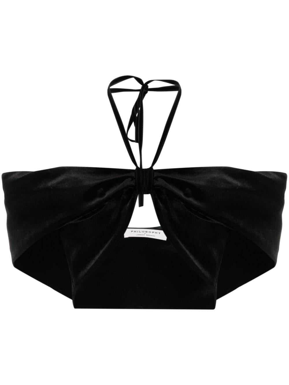 Top crop nero velluto