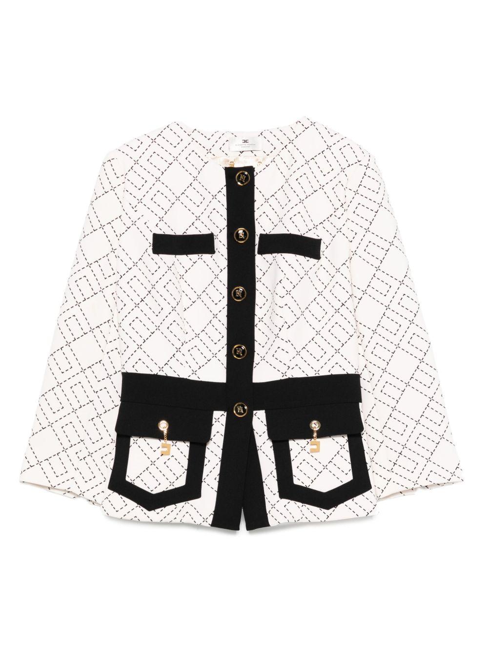Giacca con Motivo Geometrico e Bottoni Oro GIS0156E2 EF1 ELISABETTA FRANCHI 