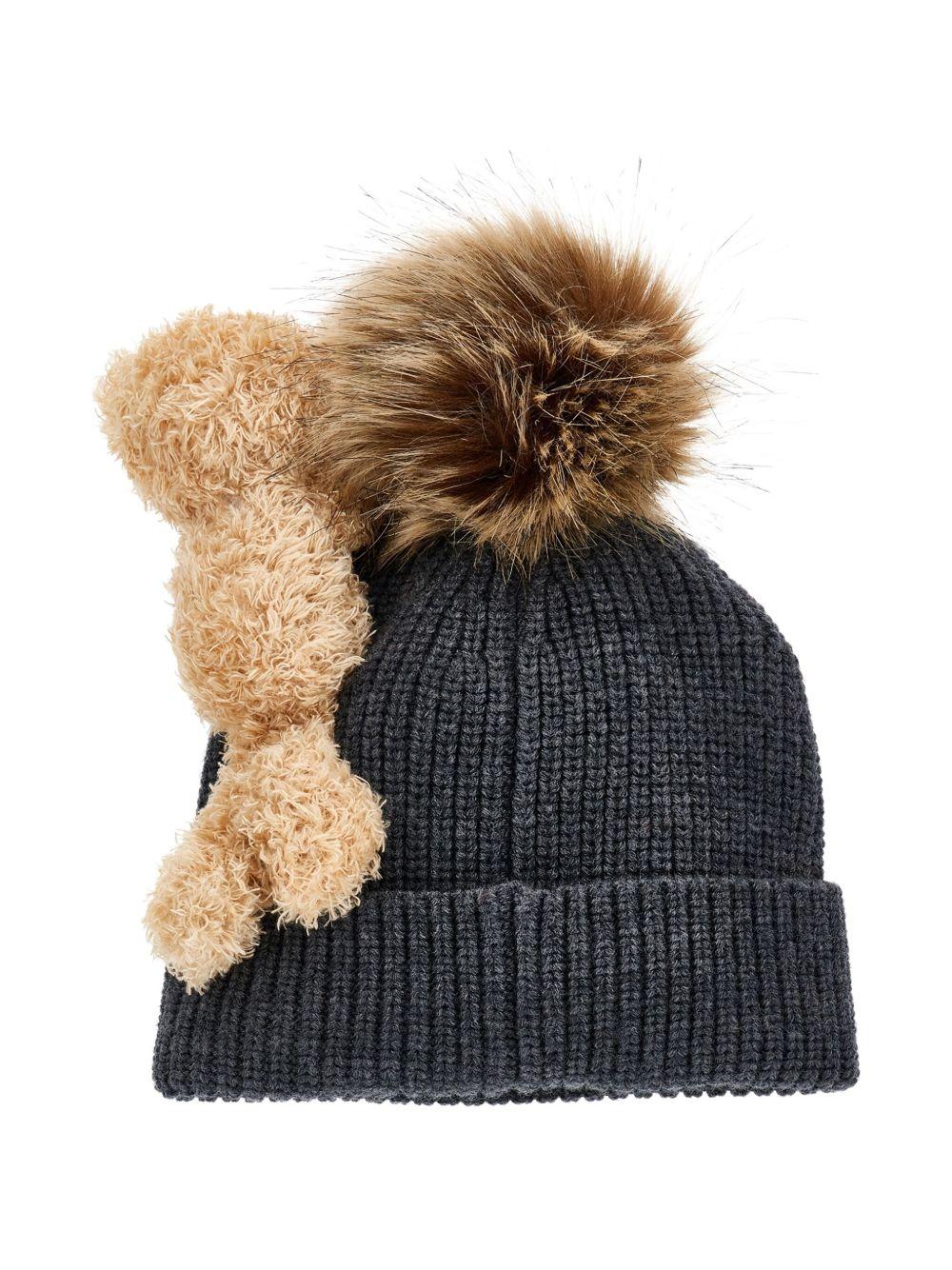 Berretto Grigio Scuro con Teddy Bear 19F0056063 0031 MONNALISA KIDS 