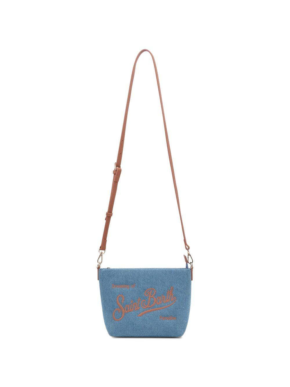 Borsa a spalla in denim con scritta ALI0034 01515L MC2 SAINT BARTH 
