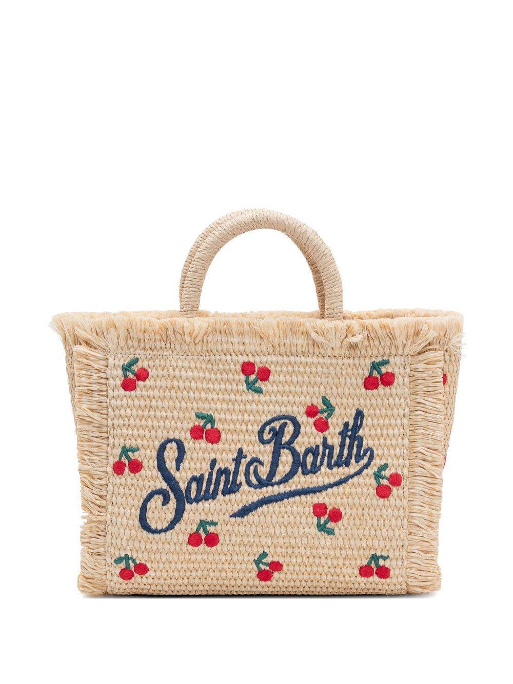 Borsa shopping in tessuto con ricamo e frange VAMI009 00345L MC2 SAINT BARTH 