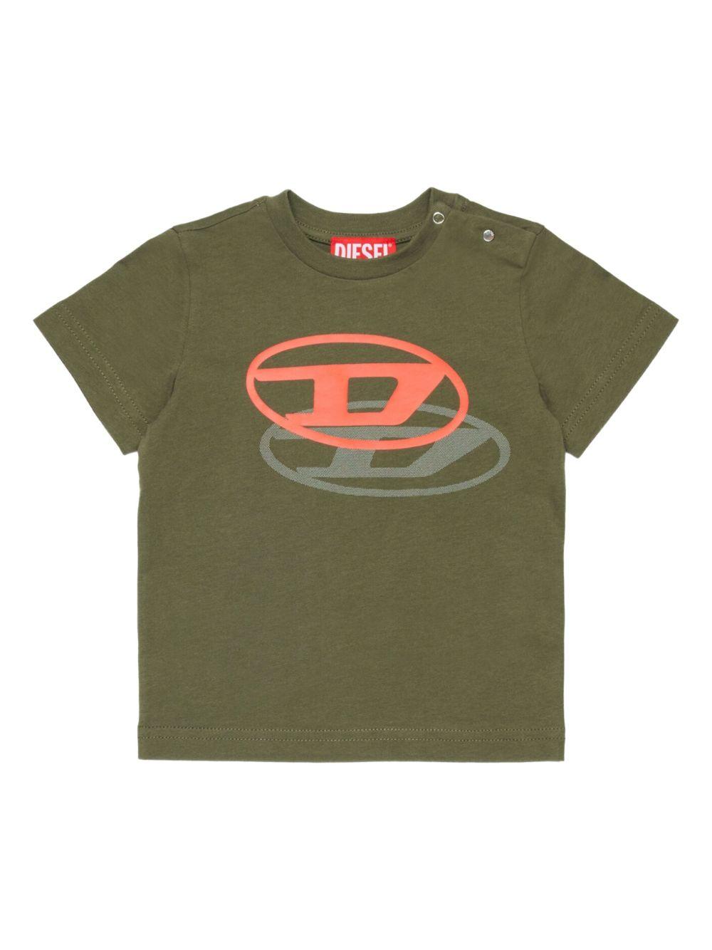 T-shirt con stampa logo verde K007650GRAI K511 DIESEL KIDS 