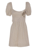 Cotton dress with polka dot print and embroidered roses