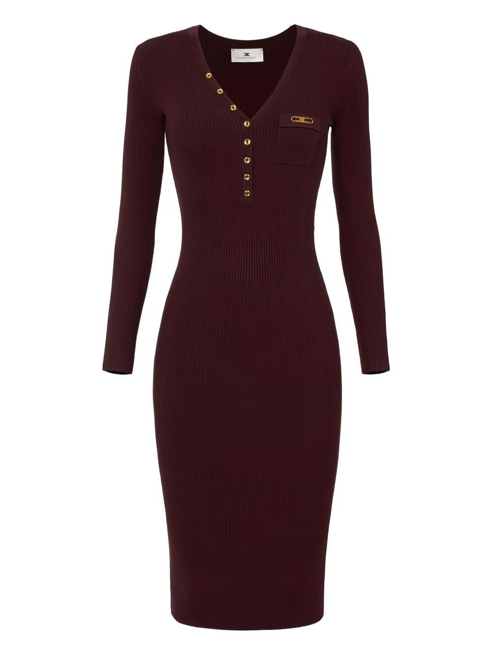 Abito Midi a Coste Rosso Merlot AM10B56E2 EA4 ELISABETTA FRANCHI 