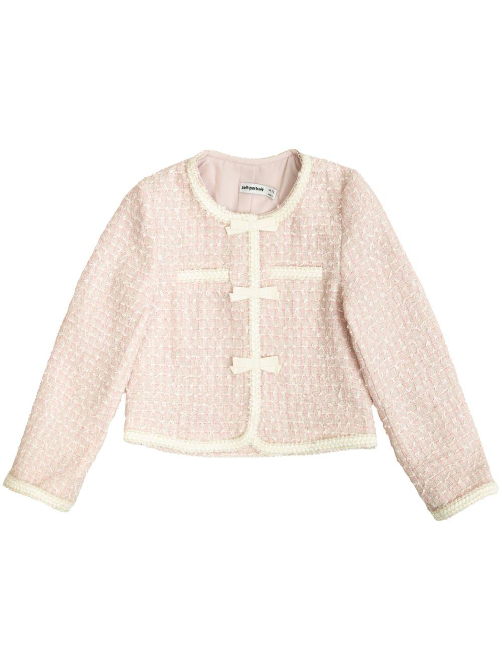 Giacca rosa tweed con fiocchi
