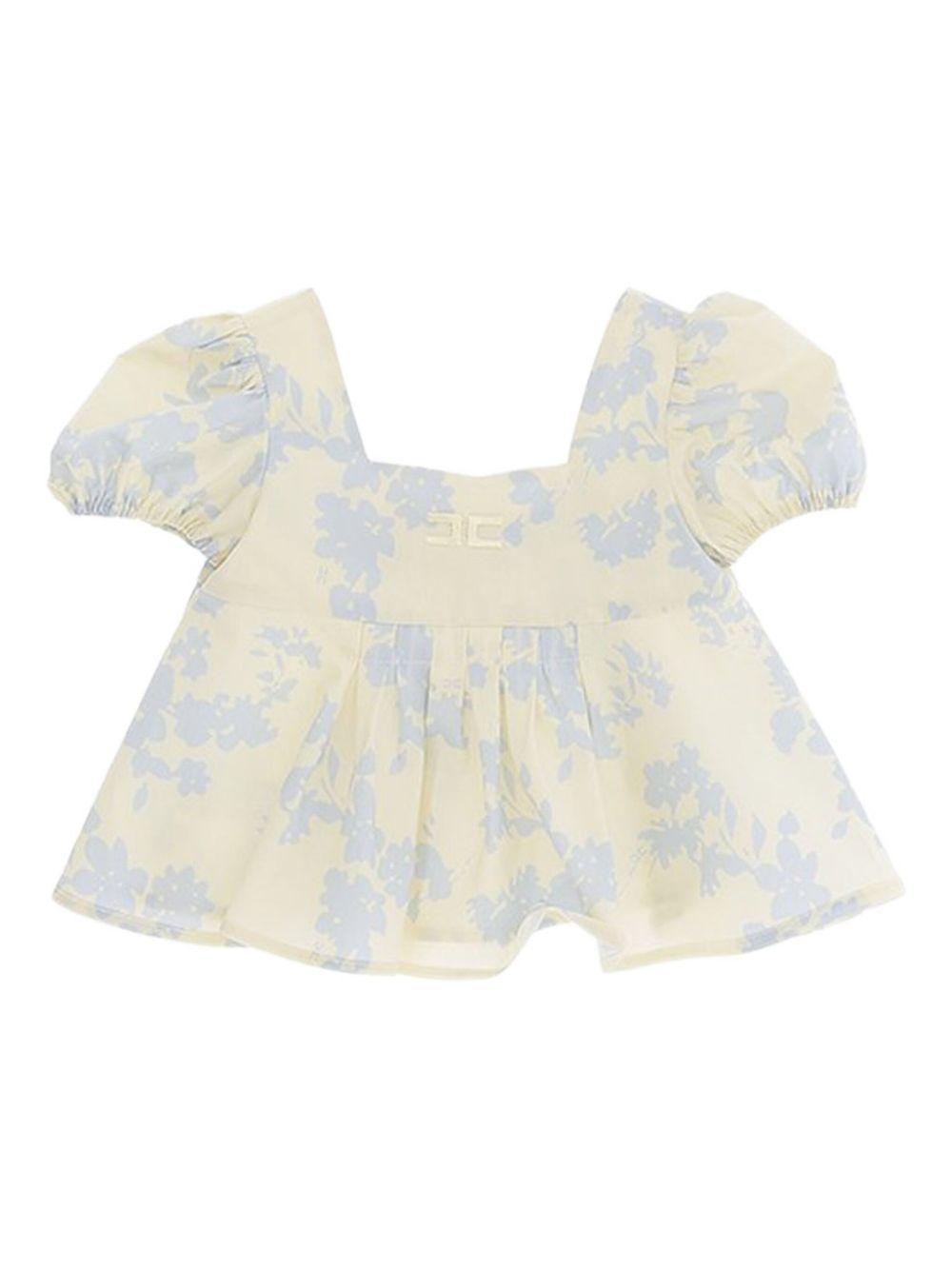 Top lemonade con stampa floreale azzurra neonata