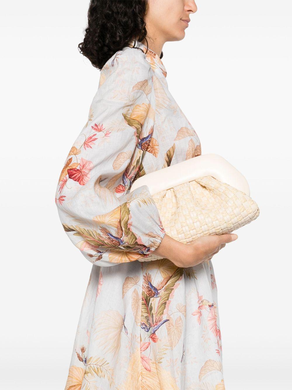 Clutch tia micro weaved staw bianca e rafia