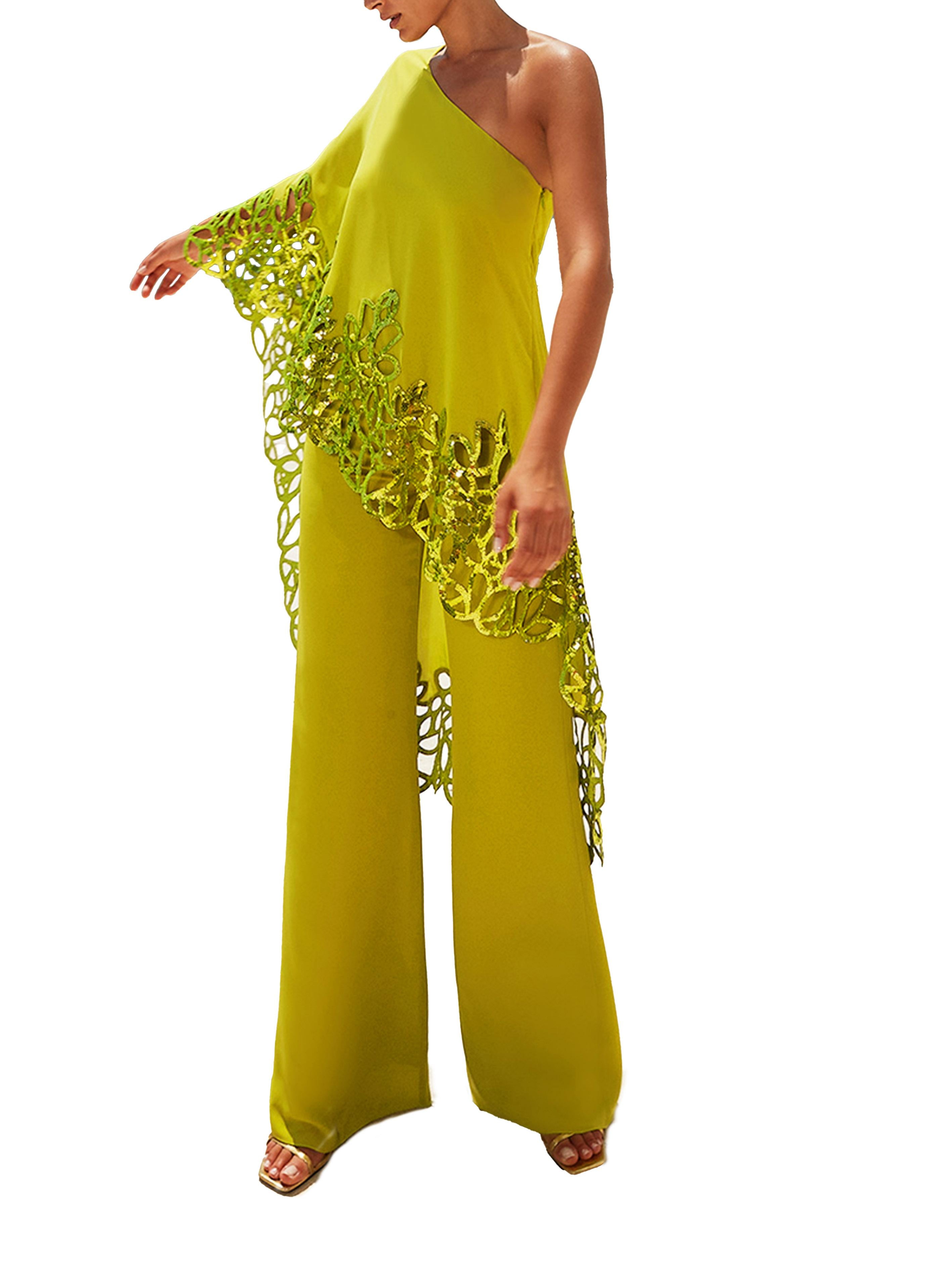 Set pantalone e casacca orlo traforato<BR/> 5032 OLIVE MAESTRI 