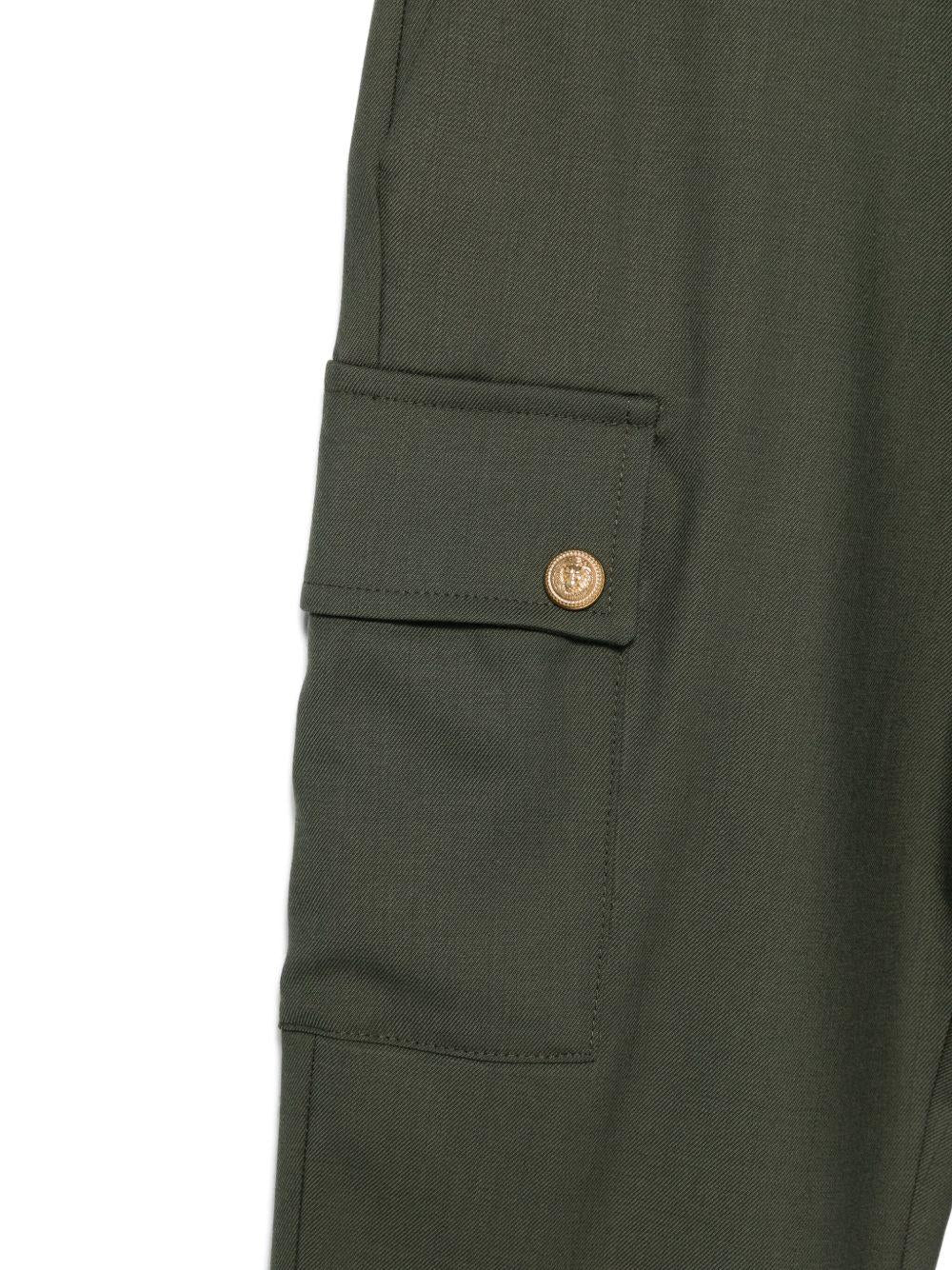 Cargo Verde Oliva con Bottoni BX6Q90I0196 762OR BALMAIN KIDS 