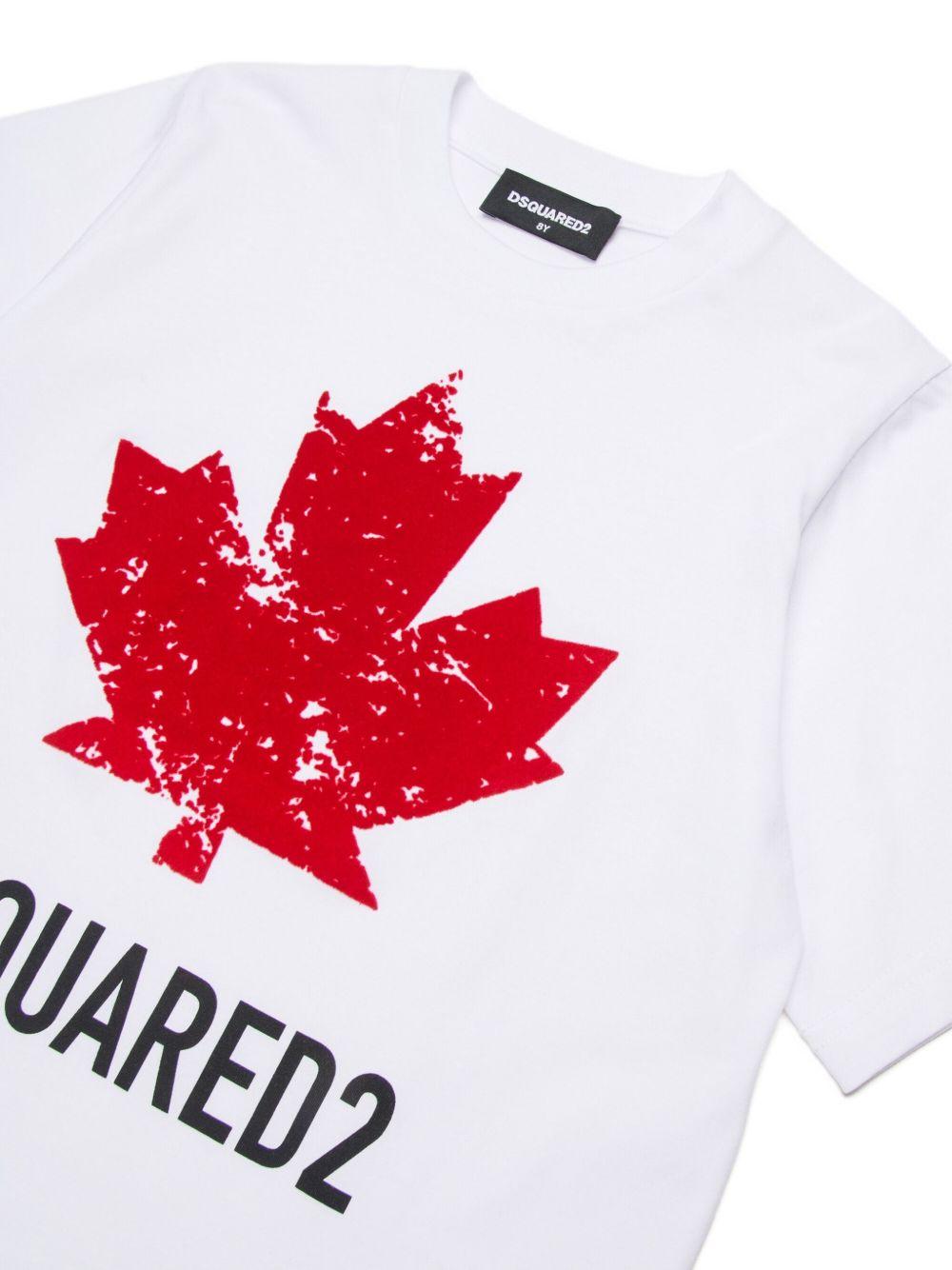 T-shirt Bianca con Logo Frontale DQ2982D00XM DQ100 DSQUARED KIDS 