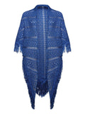 Scialle blu in lurex maxi frange