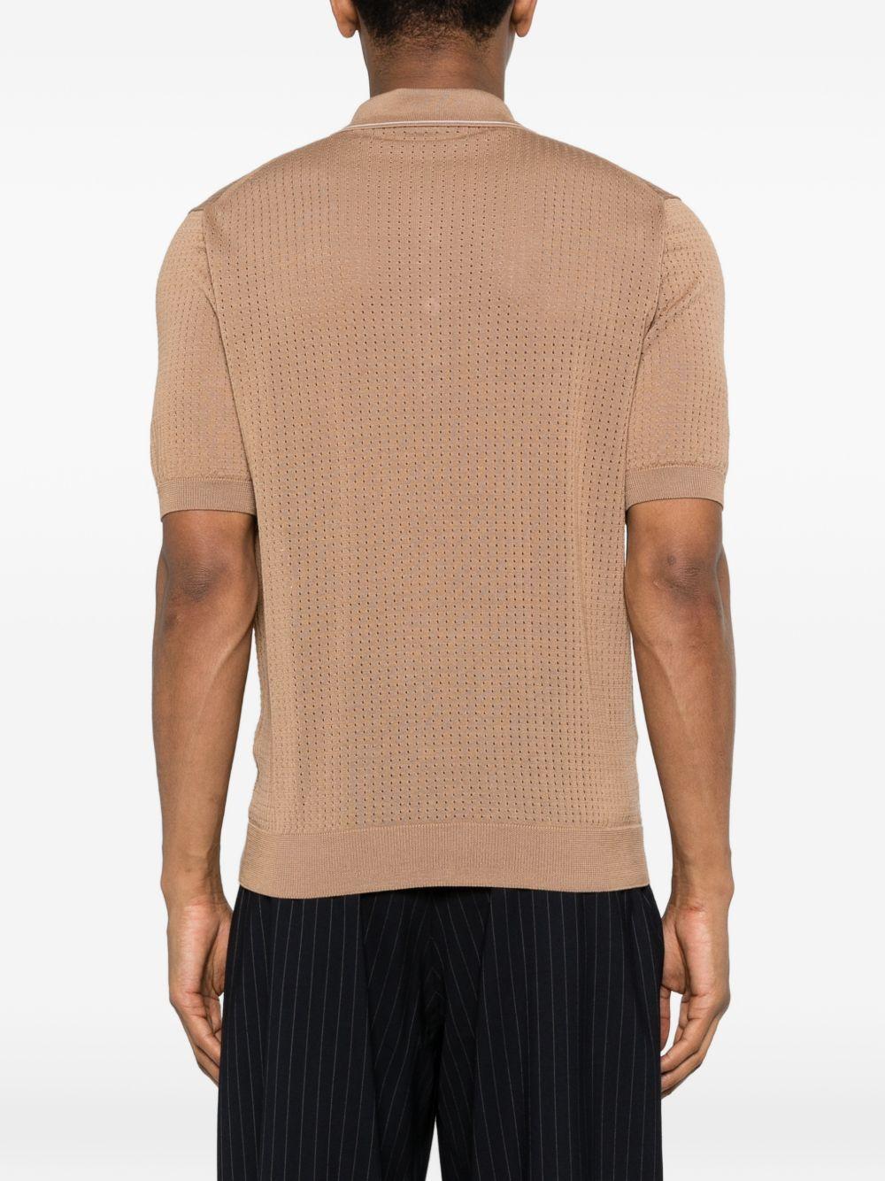 Polo in cotone con ricami traforati HILLPWE2609 COGNAC TAGLIATORE 