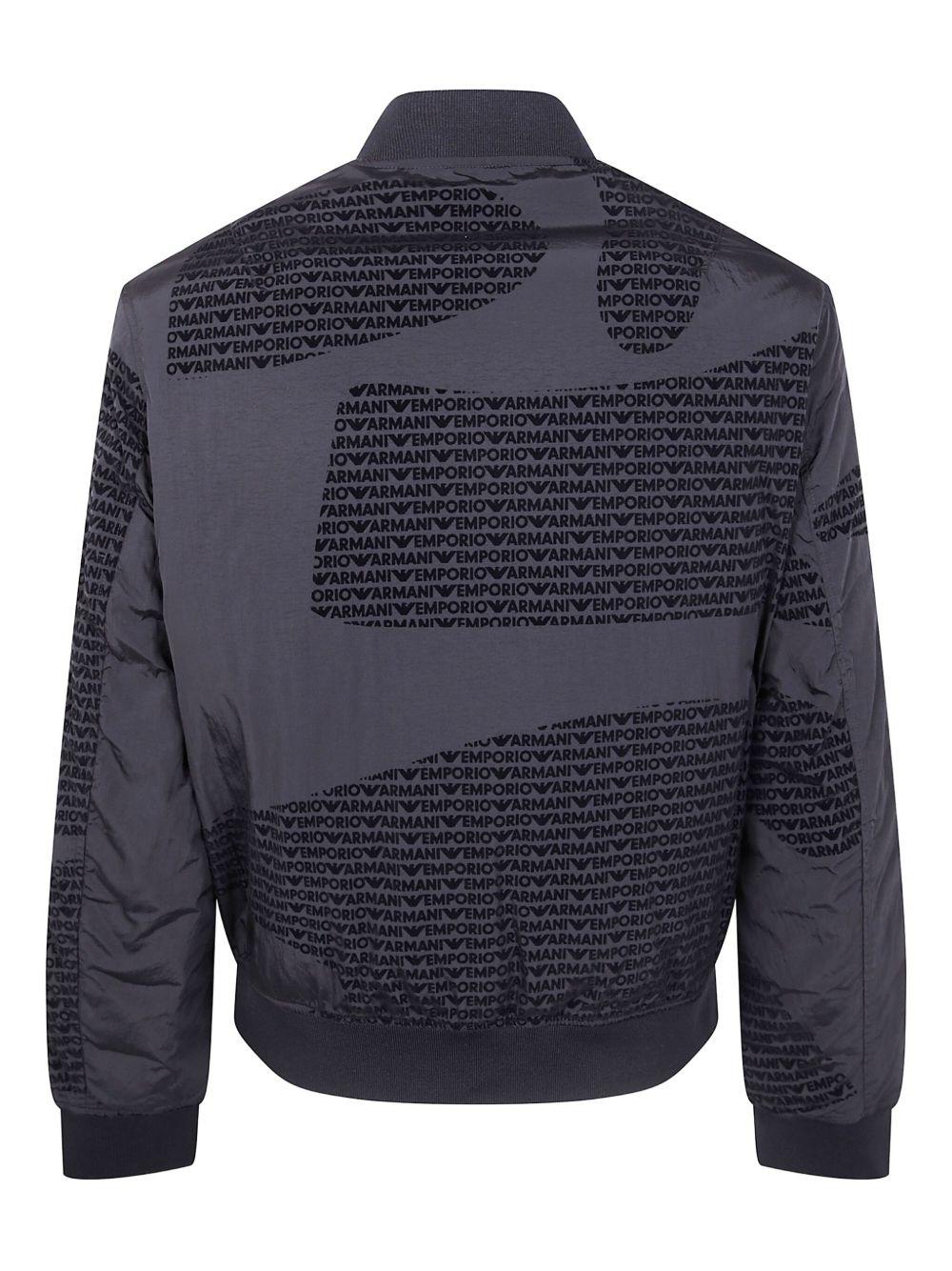 Giubbino bomber nero con stampa logo e chiusura a zip EM003783AF19870 FC252 EMPORIO ARMANI 