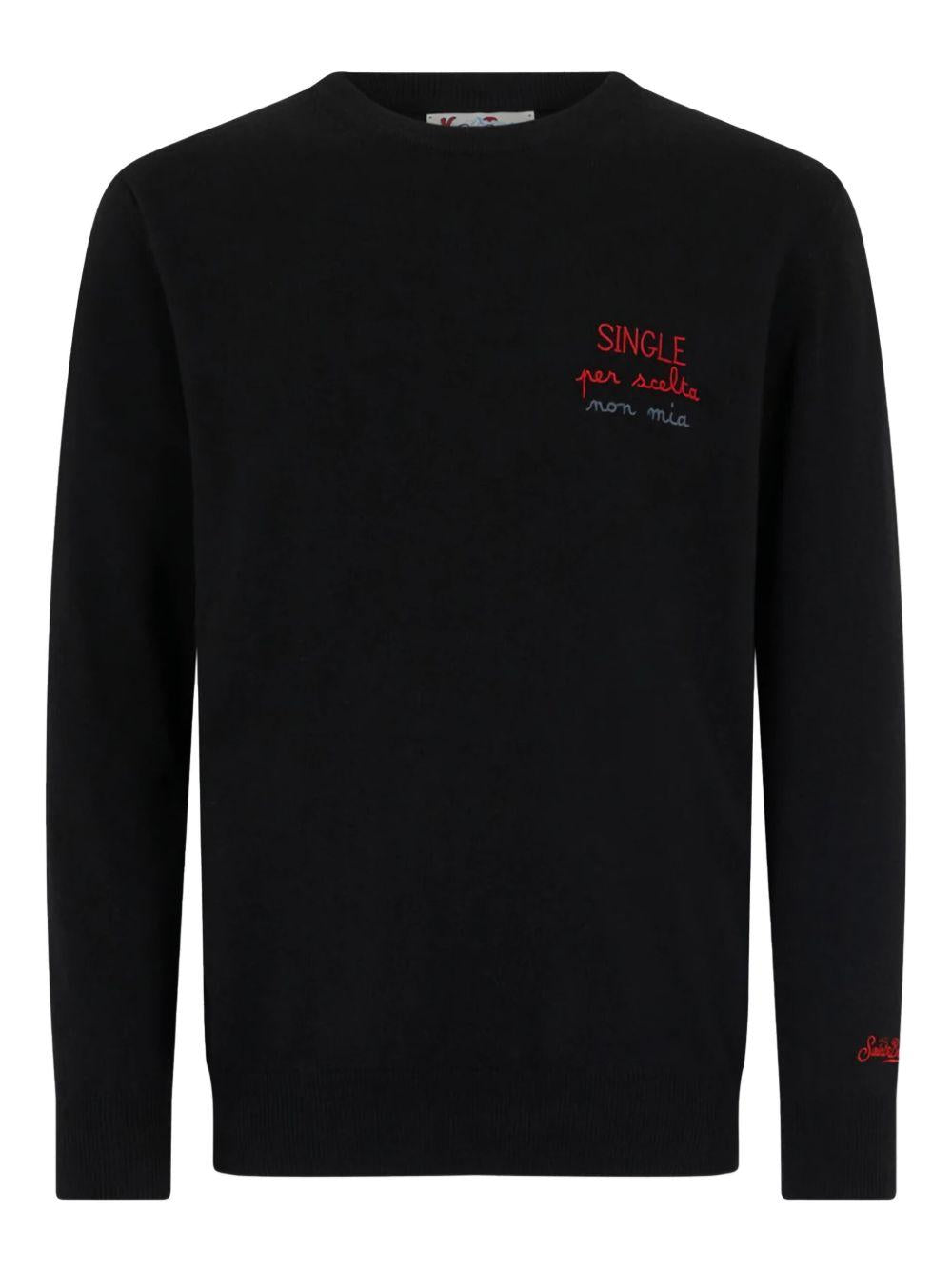 Maglione Heron light "single per scelta non mia" nero HER0005 03470G MC2 SAINT BARTH 