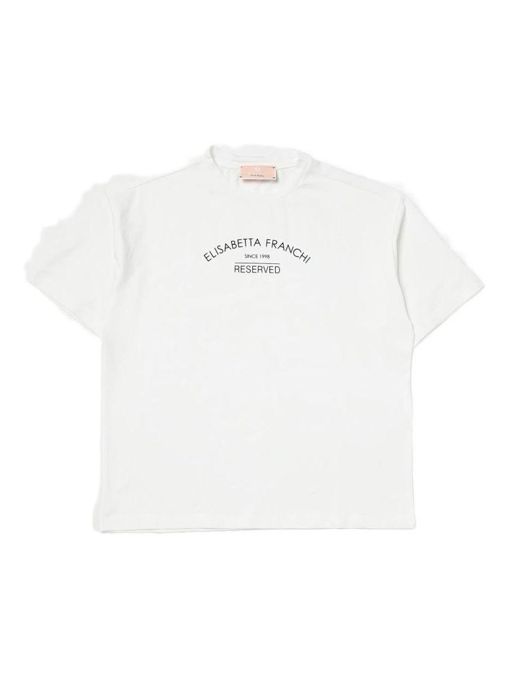 T-shirt avorio logo lettering EFTS2040JE006 D028 ELISABETTA FRANCHI KIDS 