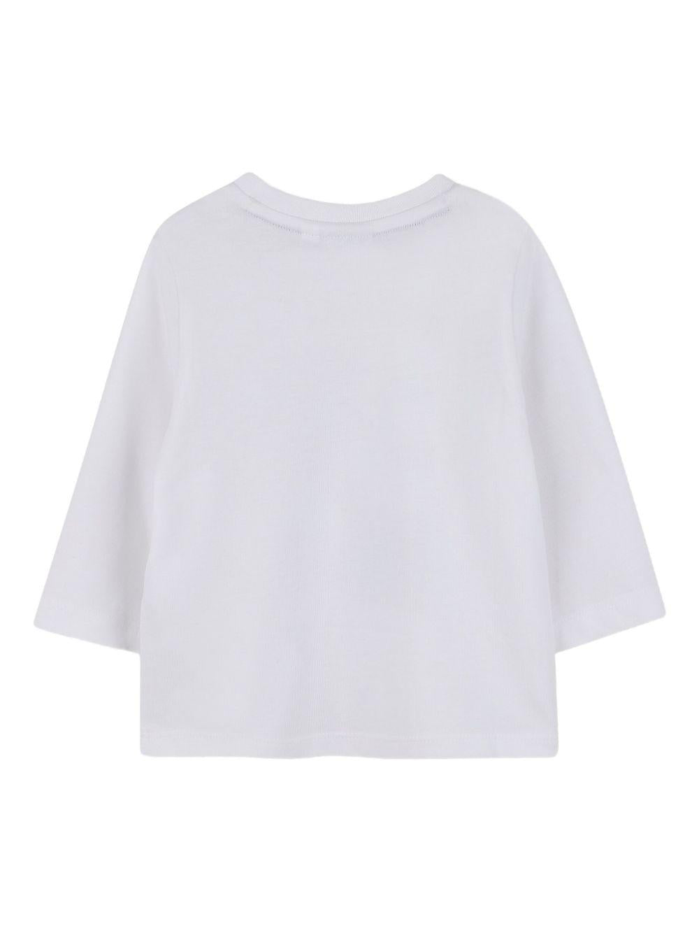 T-shirt Bianca a Maniche Lunghe con Logo J52472 N50 BOSS KIDS 