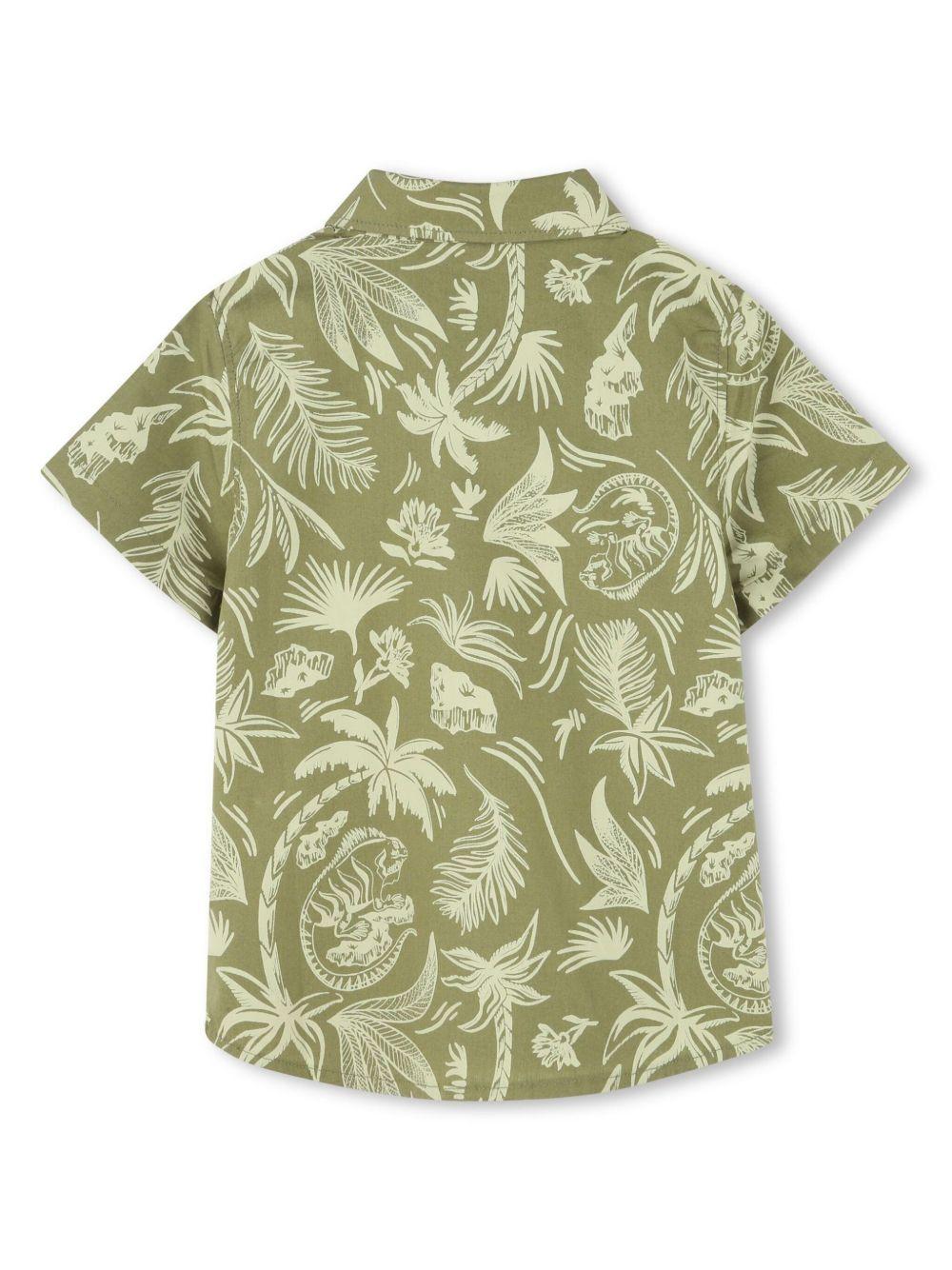 Camicia verde con fantasia all-over