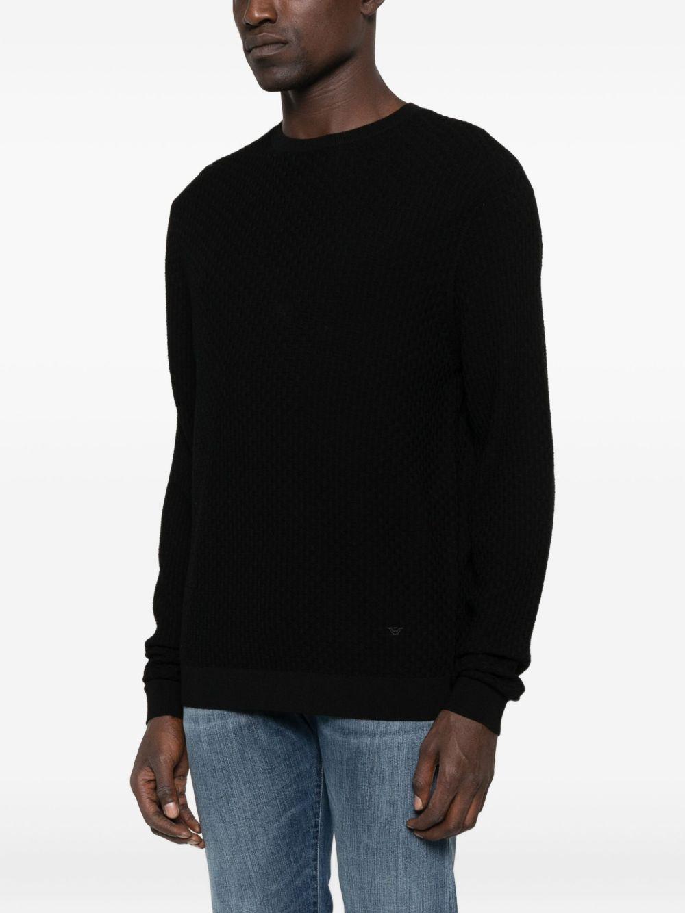 Maglione nero in lana testurizzata EM002196AF13851 FC038 EMPORIO ARMANI 