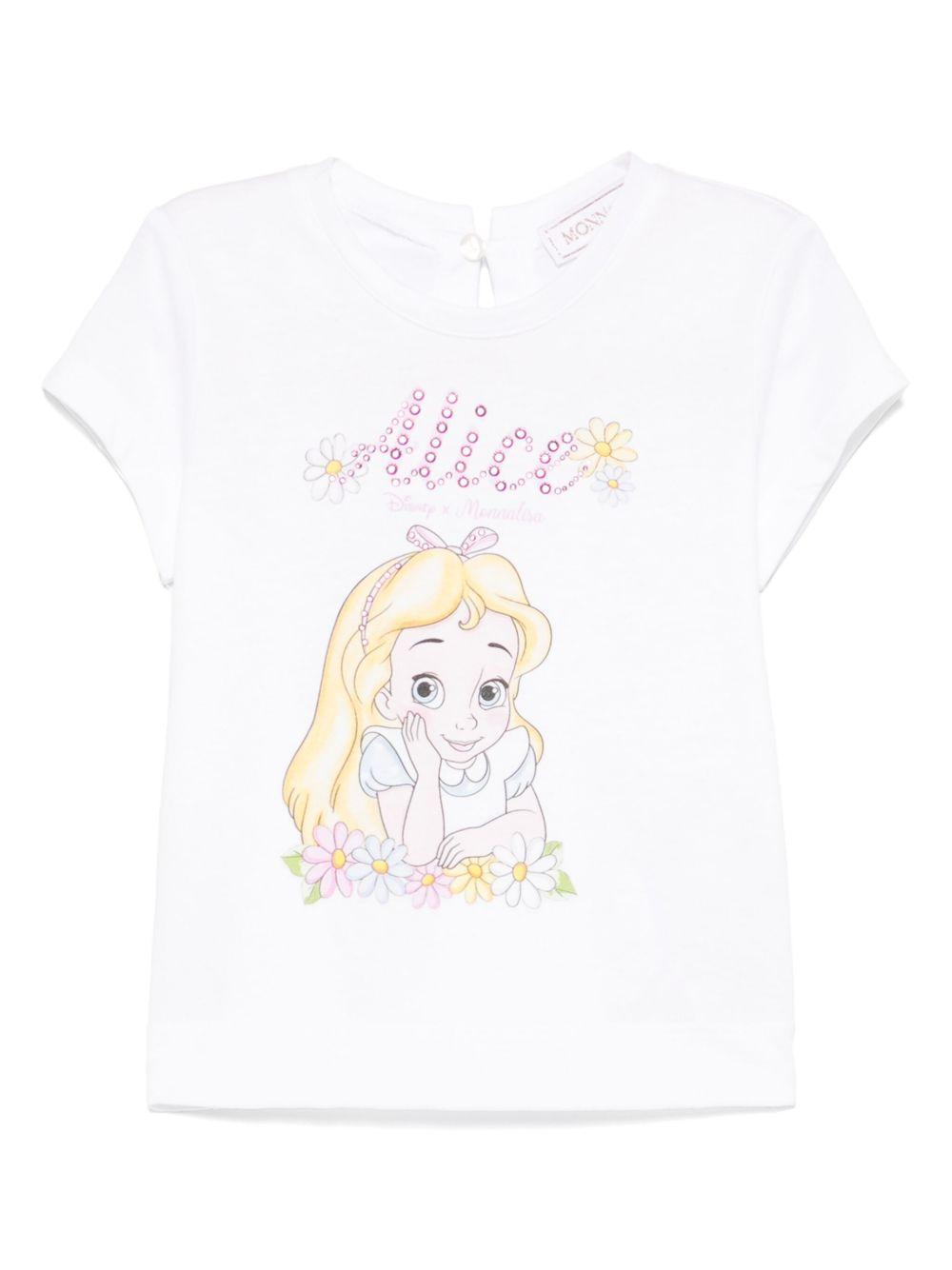 T-shirt bianca Alice con strass
