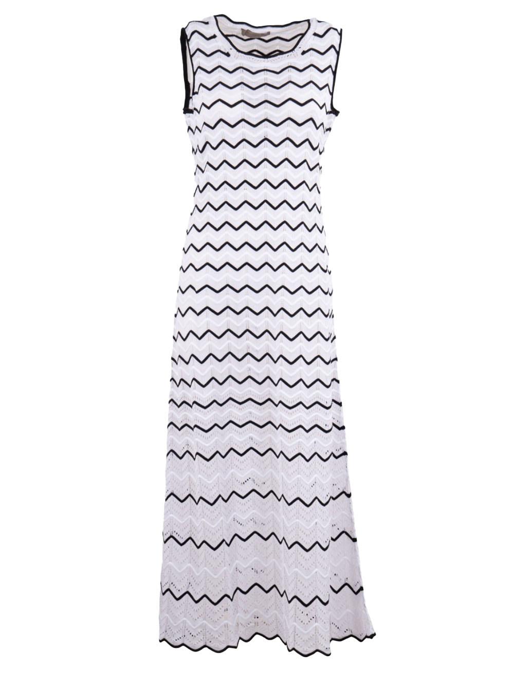 Abito bianco/nero in maglia fantasia chevron