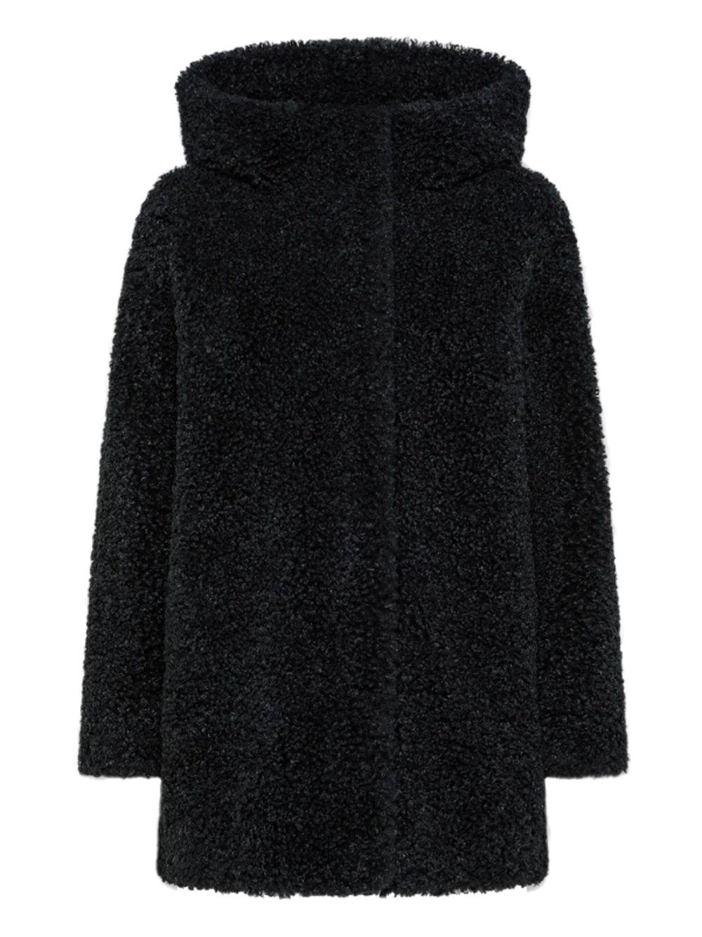 Giacca nera con cappuccio e chiusura nascosta W25571 11 RRD 