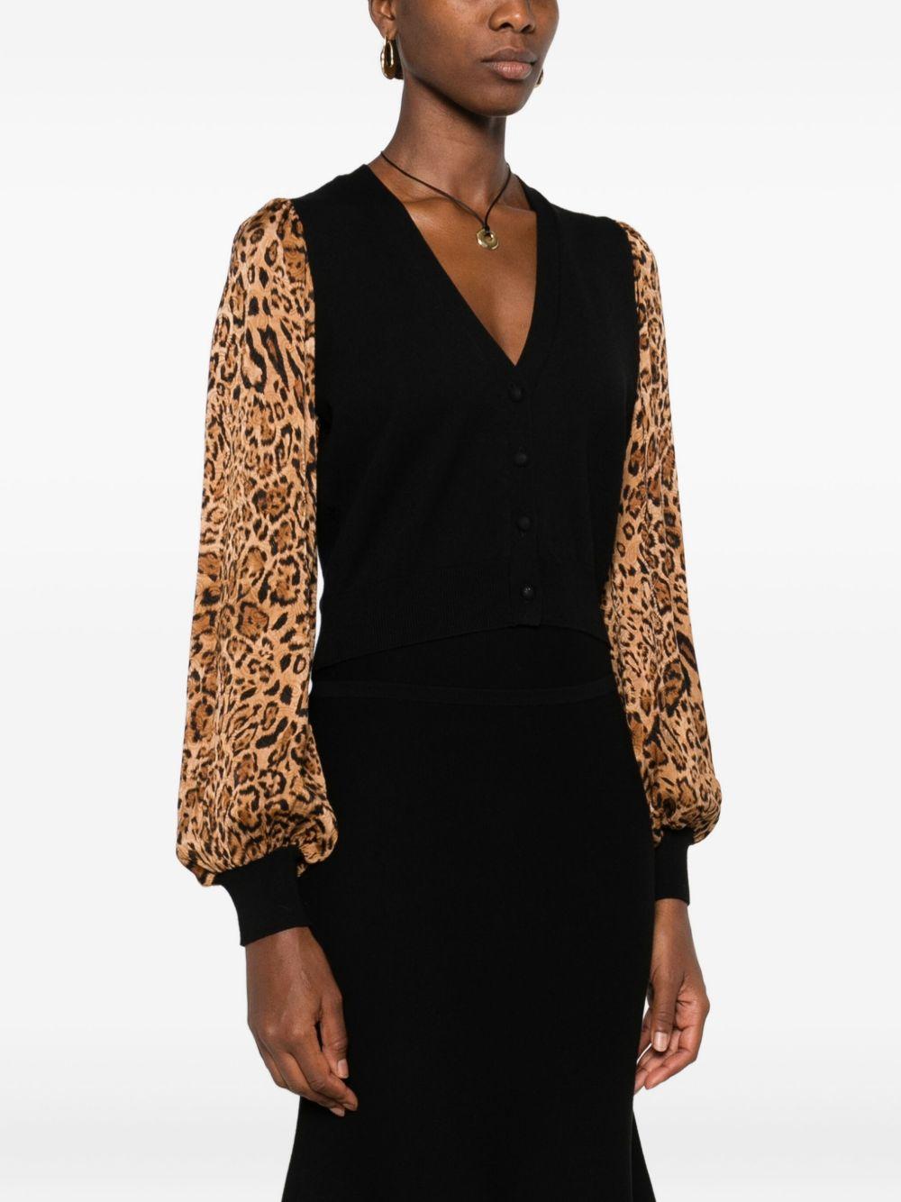 Cardigan Nero con Stampa Leopardata 252TP3151 12754 TWINSET 