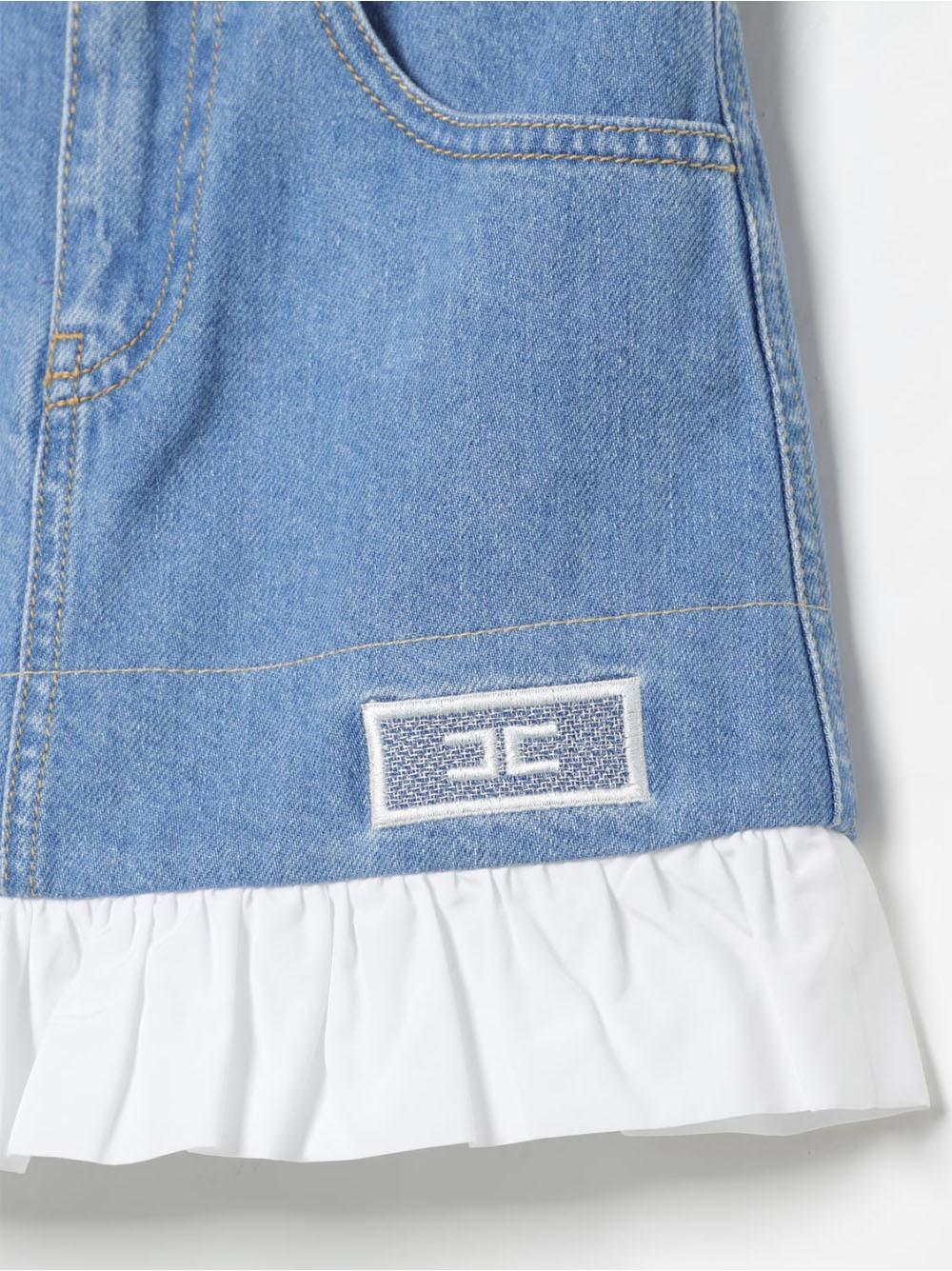 Gonna denim con orlo rouches