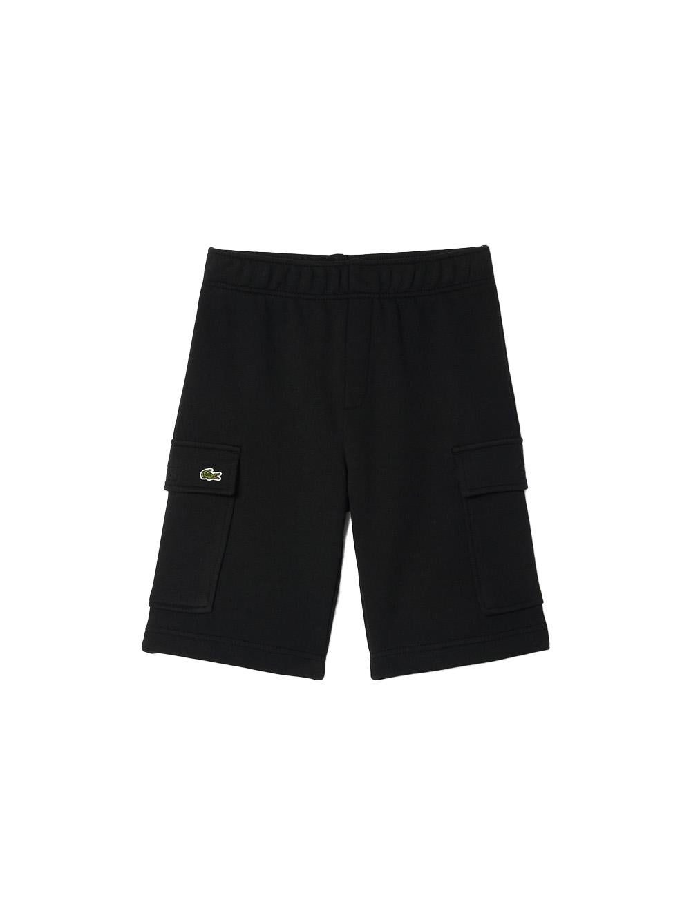 Bermuda cargo nero mini logo ricamo GJ7372 031 LACOSTE KIDS 